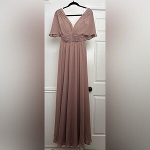 NWT Dear Cleo mocha chiffon formal gown